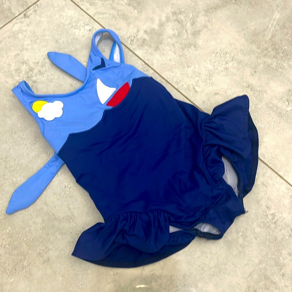 Color block swimsuit with sailboat